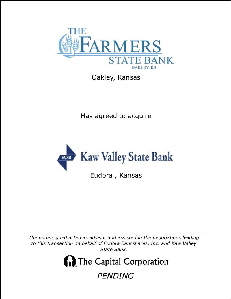 Farmers State Bank / Kaw Valley transaction