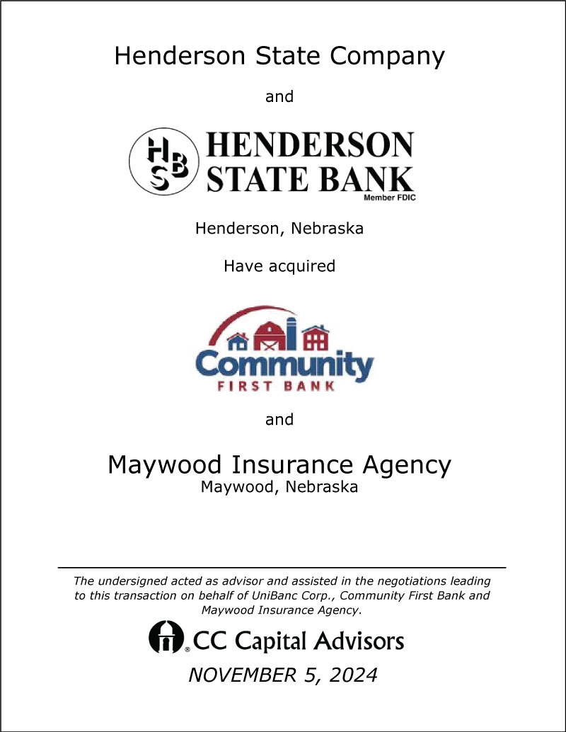 Maywood/Henderson/Community First Bank transaction
